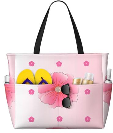 Sunflower Seeds And Mushroom Spacious Large Capacity Beach Travel Bag - Foldable Beach Bag Tote Bag With Zipper, Blooming Carnations, One Size