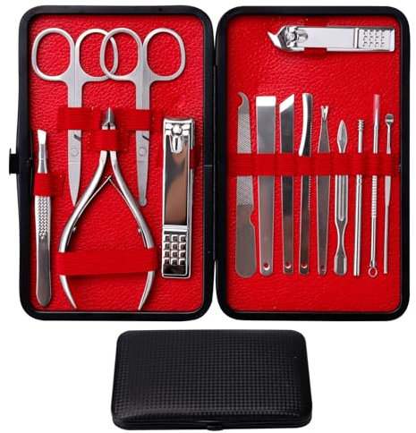 Set di tagliaunghie professionale per uomo e donna, in acciaio inox, per manicure e pedicure, 16 pezzi, con custodia da viaggio portatile, kit per la cura della persona, regalo per marito e famiglia