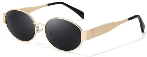MIVORA Gafas de Sol Retro, Mujer Hombre Metal Ovaladas de Moda Gafas de Sol Clásicas con Protección UV400, Retrospectivo Lentes de sol Marco(Gris)