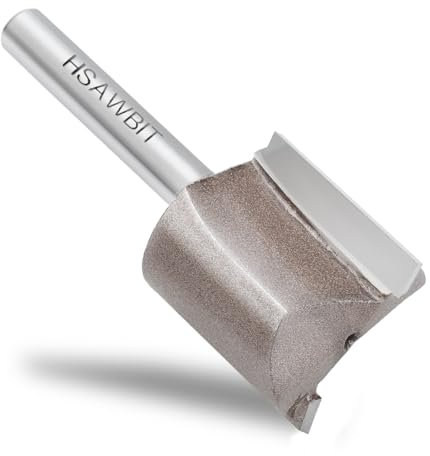 hsawbit Straight 2-Flute Router Cutter, 1/4 Inch Shank, 18mm Cut Diameter & 30mm Cut Length, Flush Trim Router Bit for Woodworking