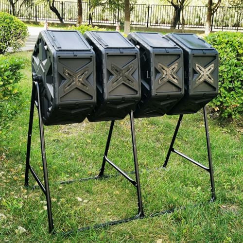 WTTTTW Contenedores de compostaje para Exteriores de Gran tamaño, compostador Giratorio Grande de 74 galones, compostador Giratorio para Exteriores, Color Negro