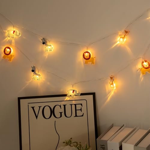 Auting LED Lichterkette Tiere Innen, 2.15M 12LEDS Warmweiß lichterkette Kinderzimmer mit Batteriebetrieb Timer,Lichterkette Kinder für Innen, Hausbett, Party, Baldachin, Geburtstage, Schlafzimmer Deko