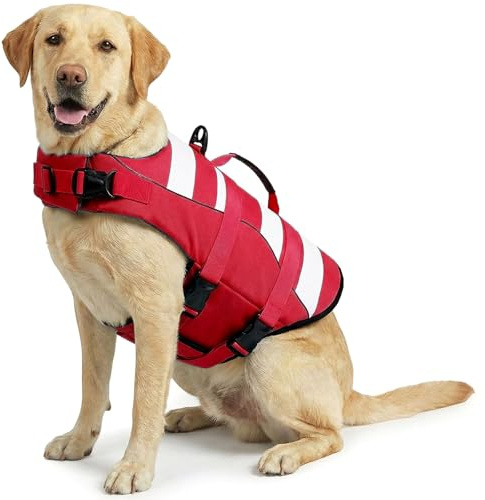 ASENKU Schwimmweste Hund,Hundeschwimmweste L für mittelgroße Hunde – Rettungsgriff & Auftrieb, Sicherheitsweste mit verstellbarem Brustgurt + Reflektor, für Bootfahren, Baden und Wassersport