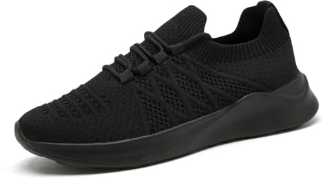 UROMGV Scarpe da corsa da donna, scarpe da ginnastica, scarpe da corsa, da tennis, da donna, leggere, traspiranti, per il tempo libero, per la palestra, B01 Nero, 39 EU
