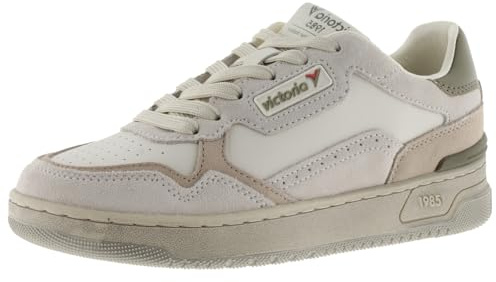 victoria 1985 Sneaker Unisex C80 Pelle & Pezzi Colorate & in Crosta di Pelle & Logo retrò 8800126 per Adulto Crema 41