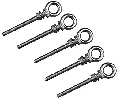 SDGBCXD， Boulon à œil, boulon à œil en acier inoxydable, 5 pièces 316 en acier inoxydable Hx Long anneau d'épaulement vis à œil boulon à œil de levage avec écrou M6 M8 M10 for le levage de câbles méta