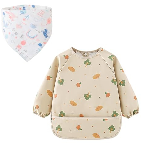 1 Pezzo Petto Di Babino, 1 Pezzi Sciarpa A Tre Pezzi, Sacca Di Riso Da Alimentazione Stampata Per Bambini, Cappotto A Maniche Lunghe Impermeabili, Accessori A Prova Di Macchia.