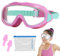 Schwimmbrille Kinder, Taucherbrille Kinder, 180°Panorama Schwimmmaske Anti-Leck Antibeschlag Tauchmaske mit Ohrstöpsel Swimming Goggles für 4-12 Jahre Kinder Mädchen Jungen (Rosa)