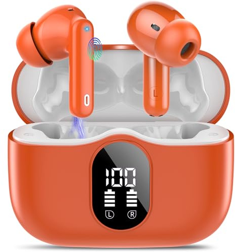 Btootos Auriculares Inalámbricos, Bluetooth 5.3 con HD Micrófono HiFi Estéreo Pantalla LED, Reducción de Ruido, 13 mm Controlador dinámico, IP7 Impermeable 36H Cascos Inalambricos