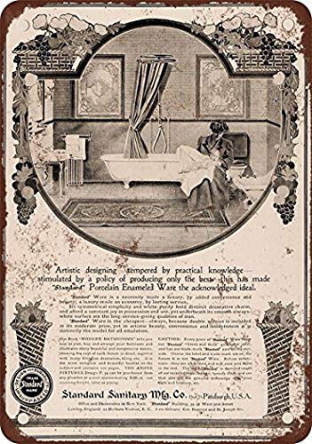 1905 Standard Porcelain Enameled Bathrooms Tin Sign 8X12 Inches