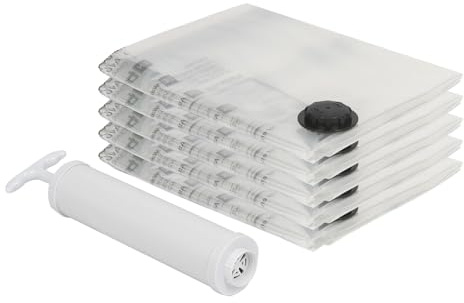 Harbour Housewares Vacuum Storage Bags with Hand Pump - Extra-Large (90 x 120cm) - 5x Heavy Duty Reusable Plastic Clothes Duvet Bedding Travel Moving Packing Space Saver Organiser Zip Lock Bag