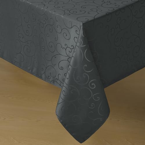 Romanstile Tischdecke abwaschbar 140x240 cm dunkelgrau rechteckig Jacquard Damast Ranke Tischdecken Spring Tischtuch Tischwäsche für Wohzimmer für Esstisch,Outdoor,Geburtstag,Party,Hotel