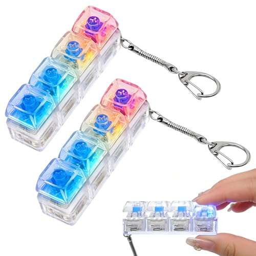 2PCS Juguete Teclado Fidget, Mini Teclado Transparente, Llavero Fidget de Teclado, Teclado Antiestrés, Alivio del Estrés, Juguetes Antiestrés para Pasar el Rato para Hombres y Mujeres