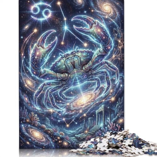 Krebs Sternzeichen Holzpuzzle 1000 Teile Erwachsene & Kinder,ab 14 J.,Wanddeko,Herausforderung,Premium,Anti-Stress,Geduldsspiel,Lernspiel,Holz,Geschenk,Knifflig (75x50cm)