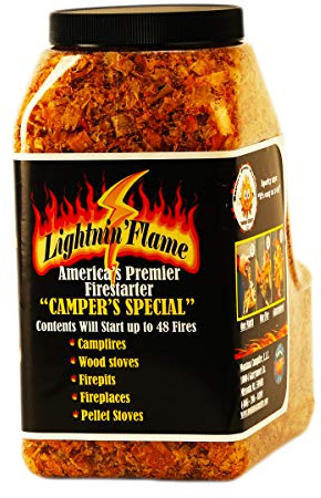 LIGHTNIN'FLAME Firestarter - All Natural Food Safe. 3 qts ignites 48 Fires
