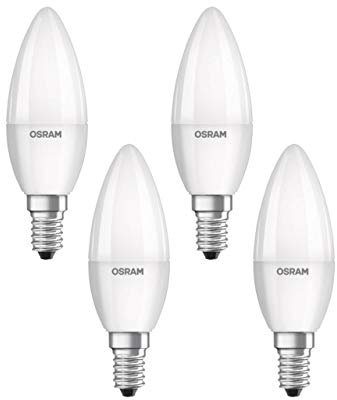 Osram LED Base Classic B Lampe, in Kerzenform mit E14-Sockel, nicht dimmbar, Ersetzt 40 Watt, Matt, Kaltweiß - 4000 Kelvin, 4er-Pack