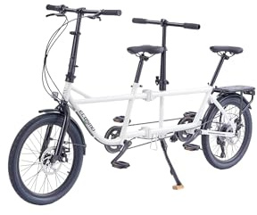 ECOSMO 20 New Folding City Tandem Bicycle Bike 7 Speed Gears, DUAL Disc Brakes, Rear rack,Pedal independently - 20TF01W