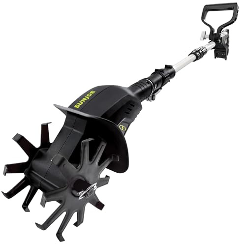 Sun Joe Cordless Garden Tiller & Cultivator with Telescopic Pole, Auxiliary Handle & 6-Inch Steel Blades, 24V, Tool Only - Heavy-Duty Tilling Machine for Lawn, Yard, and Gardening Care, 24V-TLR-CT