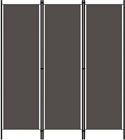 vidaXL 3-Panel Room Divider Folding Panel Screen Movable Partition Privacy Separator Wall Furniture Indoor Bedroom Office Anthracite 150x180 cm