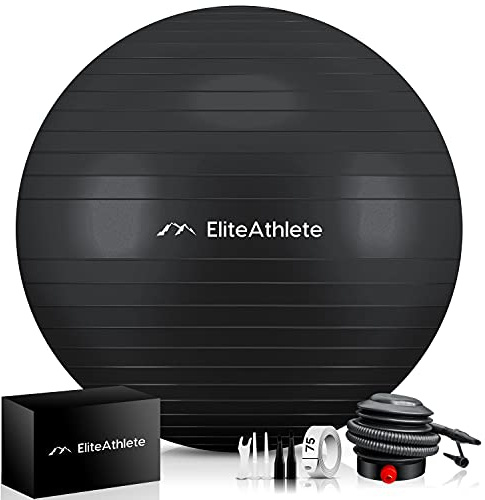 EliteAthlete Gymboll, gymnastikboll, sittboll, ergonomisk, med antiburst-system – perfekt för träning, fitness, pilates, graviditet och yoga – yogaboll 85 cm inkl. luftpump