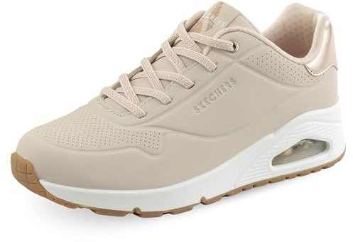 Skechers Women's Uno - Shimmer Away Sneaker, Natural, 4 UK