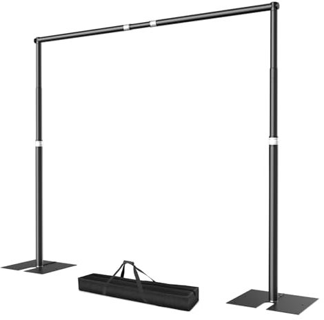 EMART Kit di Supporto per Sfondo 3 x 3 m, Cornice Resistente con Base in Acciaio Metallico per Feste, Studio Fotografico e Video per Matrimoni