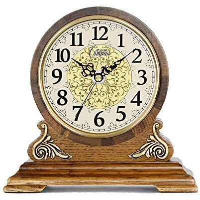 ASHILD Kaminuhr aus Eiche im Retro-Stil, Holzdesign für Wohnzimmer, Kamin, Büro, Küche, Schreibtisch, Regal und Heimdekoration