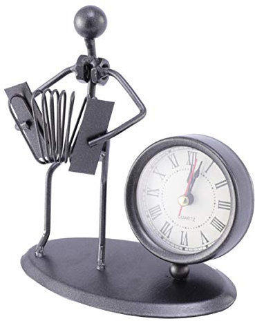 Cabilock Reloj De Mesa Vintage Metálico Acordeón, Hierro Resistente, Sin Batería, Estilo Nórdico para Oficina y Hogar, Decoración Funcional y Estable
