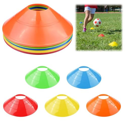 Plots de Marquage pour Football Cône, 5 Couleurs Plots Sport, Marquage Cônes de Marquage Cone de Signalisation, Disques d'Entraînement, Cones de Sport, pour Délimitation Entraînement Football