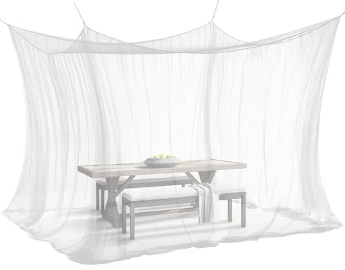ELEGANCIO Fliegennetz XXL Moskitonetz Mückennetz 220 Mesh Doppelbett Reise Insektennetz 300 x 300 x 250 cm für Innen & Außen Mosquito net Outdoor & Indoor (weiß)