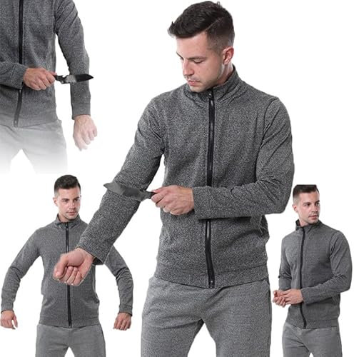 GplHAIN Vêtements Anti-Coups Couteau à 5 Niveaux, Veste Tactique - T-Shirt à Manches Longues Anti-Morsures, Anti-Déchirures Et Anti-Coups Couteau, Vêtements Sécurité Anti-Coupures,XL-Grey