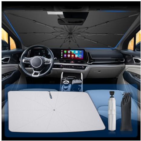 BSTW Para 2022-2025 Kia Sportage NQ5 Parasol Coche Paraguas, 360° Giratorio Parabrisas, Aislamiento Térmico y Anti-UV, Plegable Accesorios
