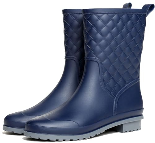Lvptsh Bottes De Pluie Femme Caoutchouc Imperméables Bottines de Pluie Antidérapant et Durable Jardin Boots Semi-Hautes Rain Boots