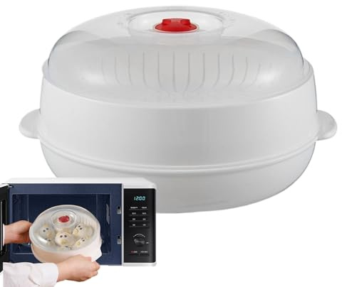 Vaporiera a microonde per cucinare, forno a microonde con coperchio e vassoio, contenitore antiaderente, cestino per cottura a vapore per riso, verdura, tagliatelle, gnocchi, uova, cucina, cucina