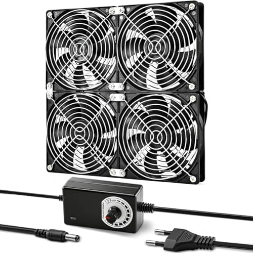 Silkwish 240 mm husfläkt 12 V PC-fläkt, datorfläkt med strömkontakt och steglös varvtalsregulator för PC laptop TV router chassi skåp server