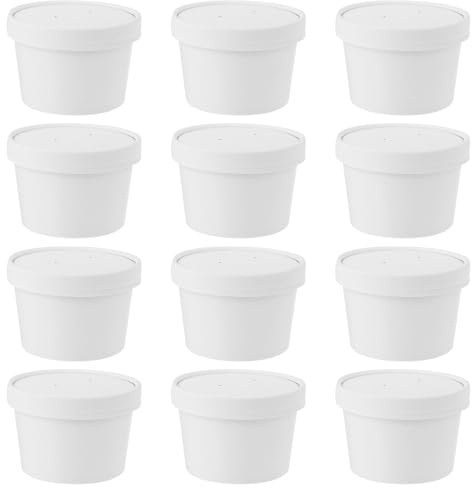 SUPVOX Set 25 Bicchieri di Carta 8 Oz con Coperchio, Coppe da Dessert e Gelato Monouso, Materiale Sicuro per Alimenti, per Spuntini e Ristorazione Professionale