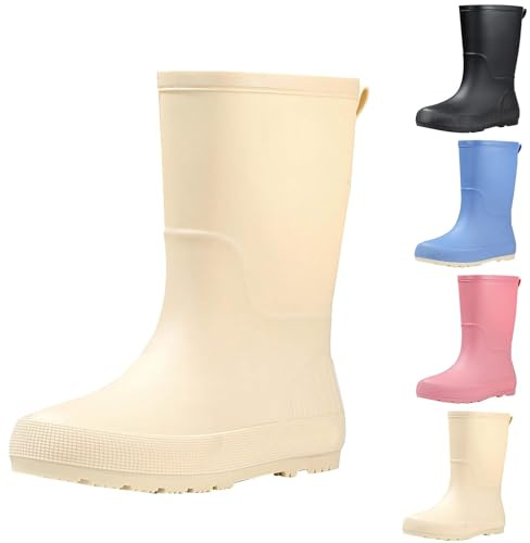 Bottes de pluie mi-hautes multicolores - Bottes en caoutchouc pour femme - Tige large - Chaussures de jardin fermées - Élégantes chaussures plates en caoutchouc - Résistantes à l'abrasion - Bottes de