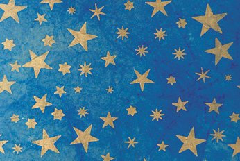 Papà Noel Carta Cielo PRESEPE Scura Stella Oro Dipinta A Mano 5pz 70X100 CM