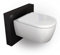 Wand-WC mit Absenkautomatik und Nano-Beschichtung NT2019, Sanitärkeramik Toilette mit abnehmbarem WC-Sitz, Tiefspülendes Hänge-WC mit Befestigungsmaterial, D-Form