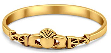 Blue Apple Co. Sterling Silver-Yellow Tone-Size-7 Dainty Celtic Petite Heart Promise Claddagh Statement Fashion Thumb Ring 925 Sterling Silver