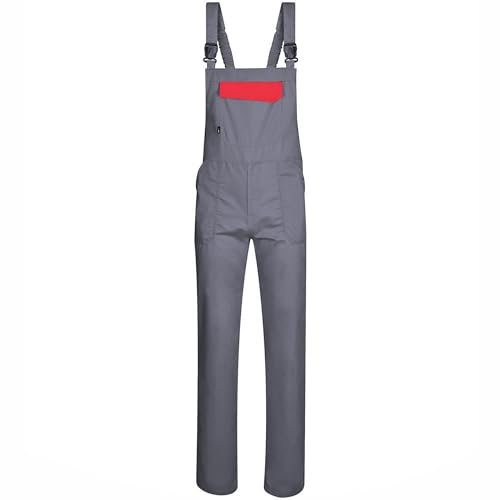 BWOLF DELTA Latzhose Herren Arbeitshose Schutz-Latzhose Arbeitslatzhose Baumwolle/Polyester 5 Taschen (Grau, XL)