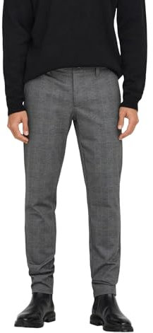 ONLY & SONS Herren Chino Hose ONSMARK Slim Check 9887 - Slim Fit - Stretch, Größe:34W / 32L, Farbe:Limestone 22019887