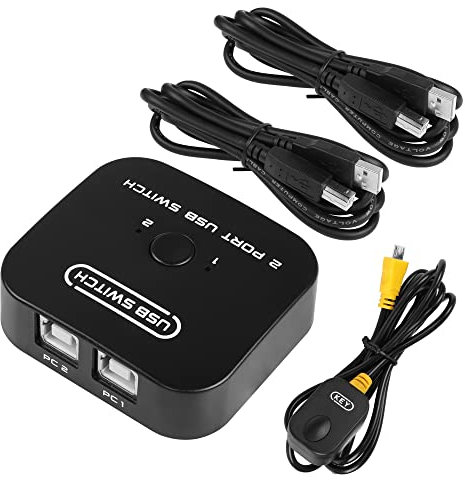 RIIEYOCA USB 2.0 Sharing Switch USB 2.0 Peripheriegeräteumschaltung Adapterbox, 2 Geräte gemeinsam nutzbar 1 Drucker Scanner USB-Geräte-Hub