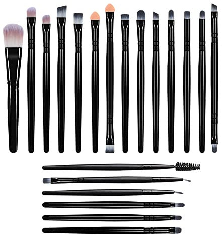 AOOWU Pennello Make Up, 20 Pezzi Pennelli Make Up Viso Pennello Fondotinta con Pennello Occhi e Pennelli per Sopracciglia, Set di Pennelli per il Trucco Pennello Eyeliner per Trucco Labbra Occhi