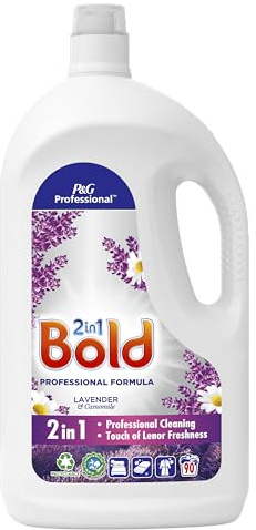 Bold 2-in-1 Washing Liquid Laundry Detergent, 4.05 Litre, 90 Washes, Stain Remover For Clothes, Lavender and Camomile Scent, For Brilliant Cleaning With Built-In Lenor Freshness
