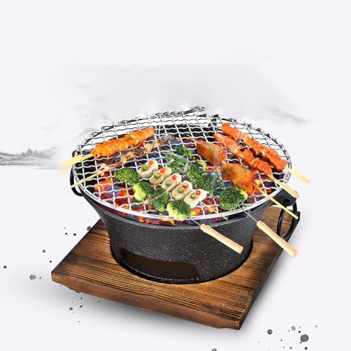 BBTISG Barbecue au charbon de bois en fonte, dessus de table, intérieur, fonte intégrée, cuisson polyvalente