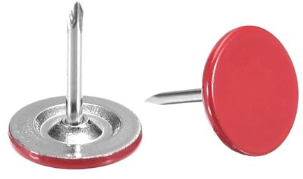QUARKZMAN 50 Stück Polsternägel, 11 mm x 13 mm, flacher Kopf, dekorative Möbelnägel, Reißnägel für Möbel, Sofa Kopfteile, Rot