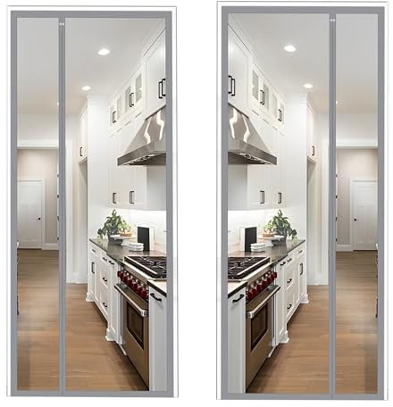 Eejovative Insect Protection Fly Screen Roller Blind Door Insect Protection Roller Blind, with Heavy Duty mesh and Full Frame Hook and Loop Tape Fastener, Gray, 125x245cm