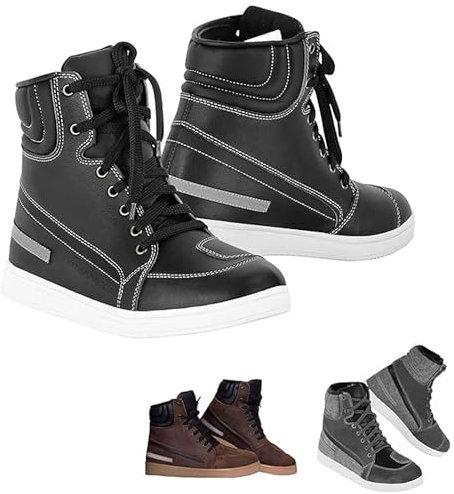 Vaster Moto Wasserdichte Motorradstiefel für die Stadt, lässig, für Herren, rutschfest, Motorradschuhe, CE EN [13634:2017], Schwarz, 44 EU