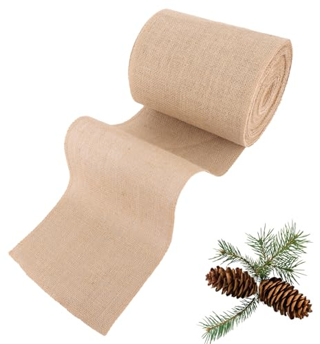 DAJAVE Jute Tischläufer 20cmx20m Natur, Juteband Tischband Tischläufer Jute Leinenstoff Meterware Zuschneidbar für Verschiedene Schreibtischgrößen Tischband für Gartenparty, Hochzeit